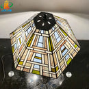 16 Inch Tiffany Style Antique Art Table Lamp Stained Glass Metal Base for Living Room by Ljojo