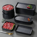 Ljojo Melamine Black Dinner Plate Set - Thick Sushi Pans, Imitation Porcelain Tray