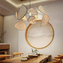 Japanese Style Rattan Chandelier Leaf Wicker Pendant Light for Home - Ljojo