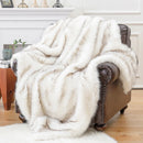 Ljojo Luxury Faux Fur Plaid Throw Blanket for Sofa and Bed