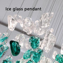 Modern Green Stone Glass LED Pendant Lights - Ljojo Chandeliers for Living Room Villa Hotel Decor