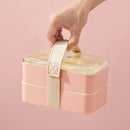 Ljojo 1440ml Double-Layer Bento Lunch Box with Cutlery: Microwave Safe & Portable