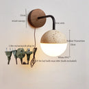 Ljojo LED Wall Lights Yellow Travertine Mid Century Modern Bedside Lamps