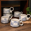 Ljojo 12oz Blue and White Ceramic Coffee Mug - Handmade Stoneware Cup