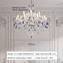 Ljojo French Blue Romantic Crystal Chandeliers - Luxury Glass Living Room Lighting
