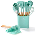 Ljojo 13Pcs Silicone Kitchen Utensils Set with Wooden Handles
