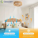 Bamboo Circle LED Ceiling Fans Light Chandelier with Lamps - Modern Luxury for Living Room by Ljojo