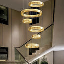 Ljojo Luxury Crystal Living Room Chandelier - Modern Stair Pendant Lamp and Ceiling Light