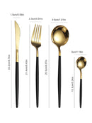 Ljojo 4-Piece Black Gold Stainless Steel Cutlery Set