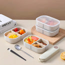 Ljojo 3 Grids Detachable Plastic Lunch Box, Microwave Safe Bento Container