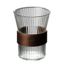 Ljojo 300ML Glass Coffee Mug with Walnut Sleeve and Bamboo Sheet - Japanese Style