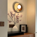 Ljojo LED Wall Light White Glass Wood Yellow Travertine Japan Style