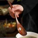 Ljojo Long Handle Wooden Rice Spoon for Noodles, Soup & Everyday Use