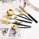 Ljojo 36pc White Gold Stainless Steel Dinnerware Set Flatware Cutlery Kit