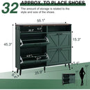 Ljojo™ Farmhouse Shoe Storage Cabinet with Barn Door Design & 4 Flip Drawers
