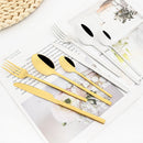 Ljojo 24-Piece Stainless Steel Black Cutlery Set Dinnerware Flatware Tableware