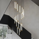 Ljojo LED Copper Staircase Chandelier for Duplex Villa Hotel Lobby Indoor Lighting