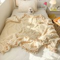 Ljojo Milk Fleece Fringed Blanket Large Lamb Fleece Craft Blanket Cover