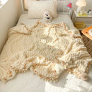 Ljojo Milk Fleece Fringed Blanket Large Lamb Fleece Craft Blanket Cover
