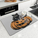 Halloween Cat Pumpkin Head Absorbent Drying Mat for Kitchen Table by Ljojo