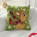 Embroidery Christmas Throw Pillowcase Elk Red Decoration Square Pillowcases by Ljojo