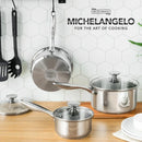 Ljojo 3Pc Stainless Steel Stew Pot Set with Lid & Steel Handle, Induction Compatible