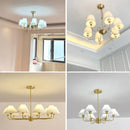 Modern Led Chandelier Lamp for Living Room by Ljojo - Simple Fabric Kitchen Dining Room Lighting