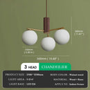 Ljojo Medieval Walnut Wood Glass Ball LED Pendant Lights Chandelier for Home Decoration