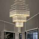 Modern Square Base K9 Crystal Ceiling Chandelier for Villa Living Room and Staircase Decor by Ljojo
