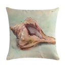Ljojo Marine Life Linen Pillowcase: Fashion Conch Starfish Shell Sofa Decor Cover