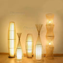 Ljojo Art Chinese Floor Lamp Retro Bamboo Weaving Living Room Tea Room Classic Lighting