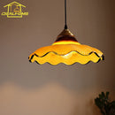French Medieval Retro Glass Petal Pendant Lights LED E27 Designer Cream Wind Hanging Lamp for Kitchen Island by Ljojo