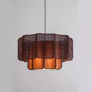 Ljojo Japanese Rattan Fabric Chandelier LED Pendant Light Retro Art Indoor Home Decor