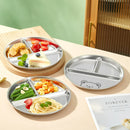 Ljojo 304 Stainless Steel Round Dinner Plate 3 Compartments Stackable Fruit Salad Plates