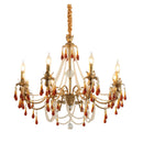 French Red Crystal Chandelier Pendant Light by Ljojo - Luxury Copper E14 LED Hanging Lamp