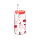 Ljojo 16oz Cherry Bow Plastic Cup with Straw Lid - Holiday Drinkware Gift