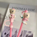 Bear Silicone Straw Cover Tops for 7-8mm Straws by Ljojo - Pink Cute Drinking Decor