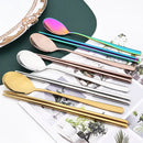 Ljojo 16-Piece Rainbow Stainless Steel Tableware Set with Dinner Spoons, Chopsticks, and Cutlery