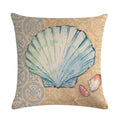 Ljojo Marine Life Linen Pillowcase: Fashion Conch Starfish Shell Sofa Decor Cover