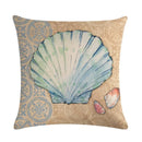 Ljojo Marine Life Linen Pillowcase: Fashion Conch Starfish Shell Sofa Decor Cover