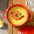 Ljojo 4" Mini Ceramic Double Ear Bowl for Oven Use - Egg Soup & Custard Bowl