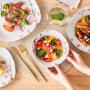Ljojo 48-Piece Porcelain Ceramic Dinnerware Set for 12: Plates and Bowls