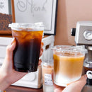 Ljojo 16oz Clear Plastic Coffee Cups with Straight Covers, 20pcs Smoothie Cups