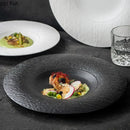 Ljojo Matte Stone Pattern Ceramic Shallow Plate for Sushi, Steak, Salad & Desserts
