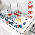 Christmas Bells Drying Mat: Absorbent Dish & Cup Placemat by Ljojo