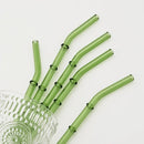Ljojo 11Pcs Green Glass Straws Set with Brush - High Borosilicate Drinkware