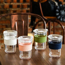 Ljojo 460ml Ins Style Coffee Mug with Lid for Bubble Tea Juice Milk