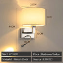 LED Wall Lamp Round Fabric Lampshade With 3W Spotlight Reading Light Sconce by Ljojo