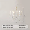 American Retro E14 Led Chandelier: French Style White Metal Candle Pendant Light by Ljojo