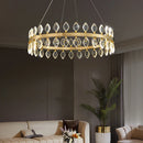 Ljojo Luxury Crystal LED Chandelier: High-end Designer Circular Art Indoor Lighting.